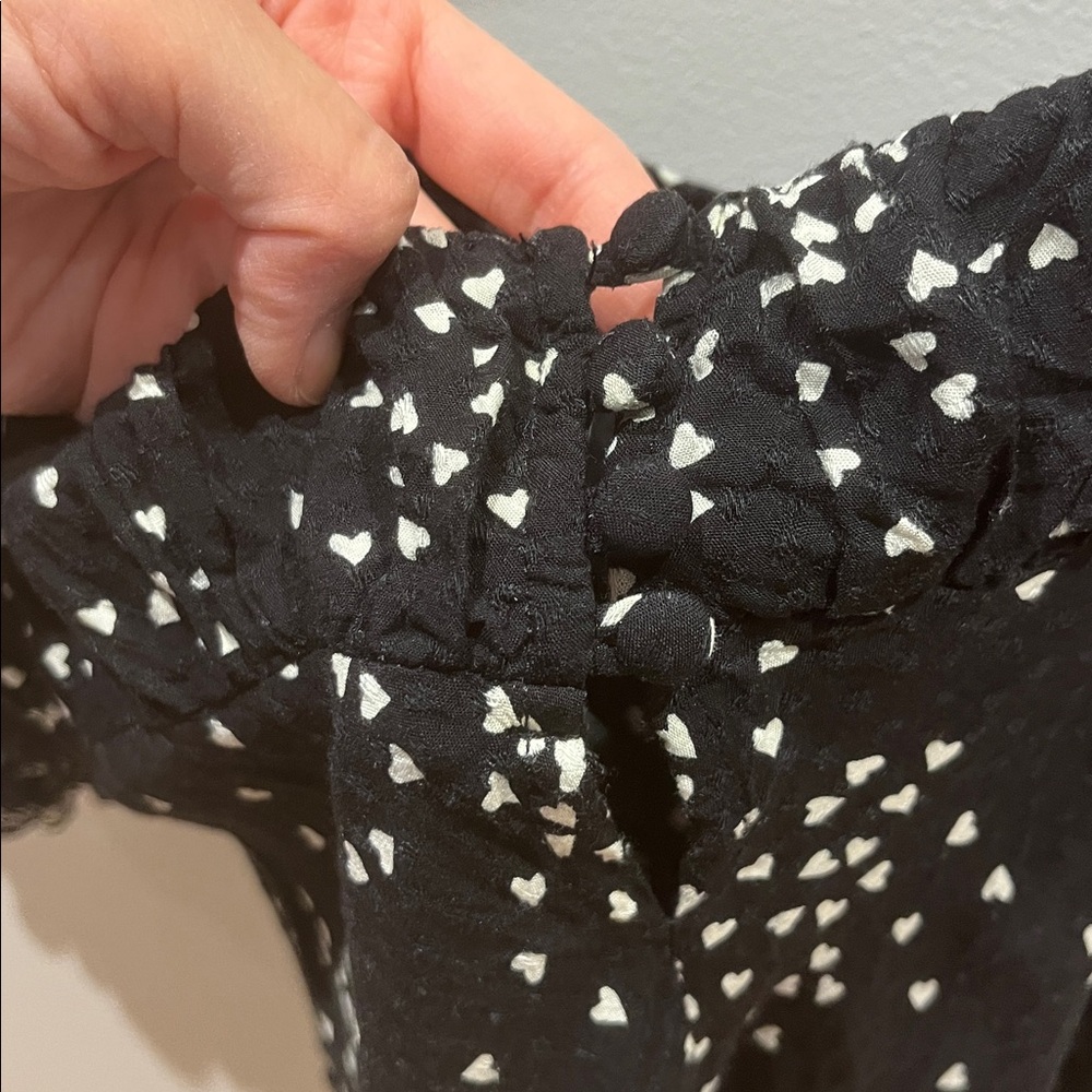 Anthropologie Black and White Heart Pattern Empire Waist Dress - Picture 9 of 16